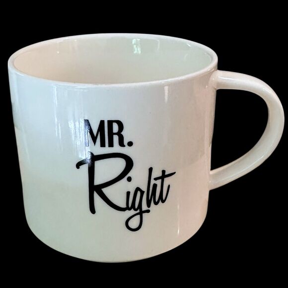 THRESHOLD "MR. RIGHT" White & Black Coffee/Tea Mug, Microwave & Diswasher Safe - Picture 1 of 8